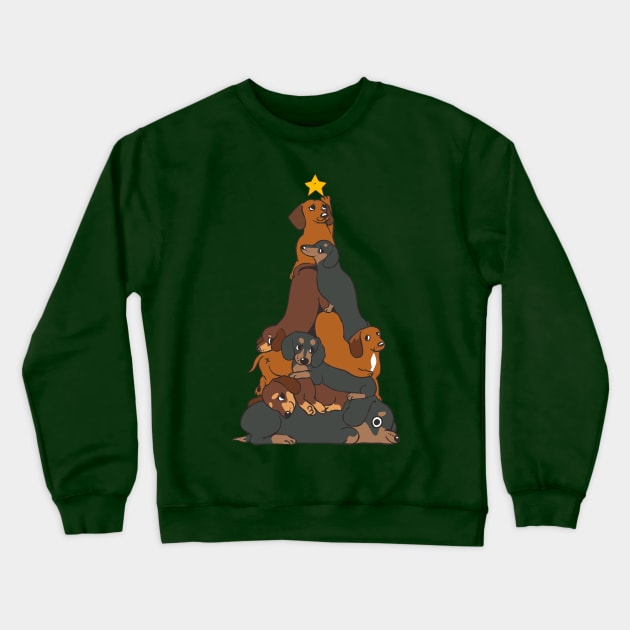 Christmas Tree Dachshund Crewneck Sweatshirt by huebucket